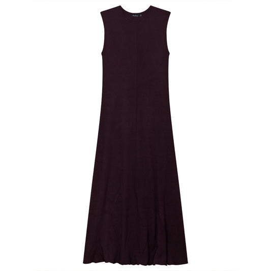 A Line Ribbed Knit Maxi Jumper Eggplant