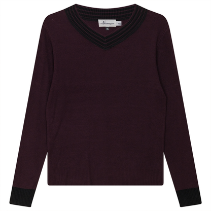 V Neck Sweater Eggplant