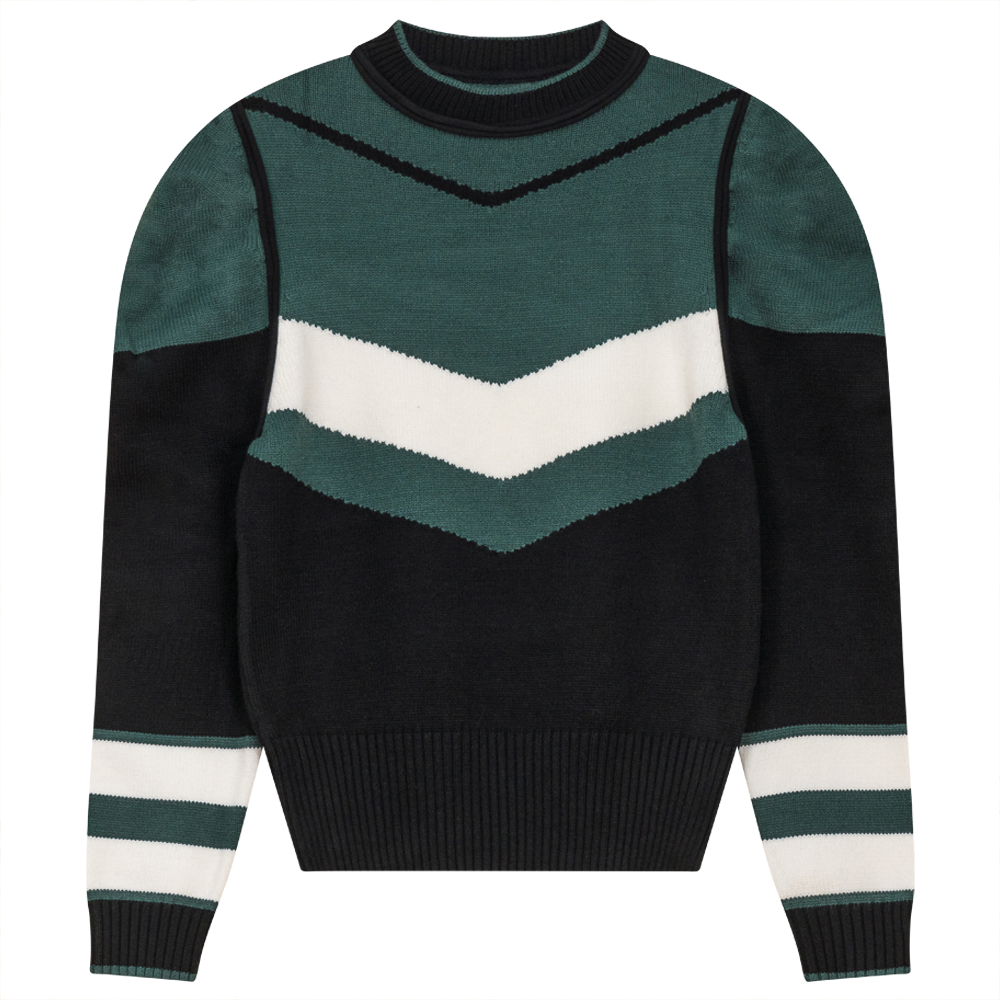 Striped Knit Sweater Black Basil Off White