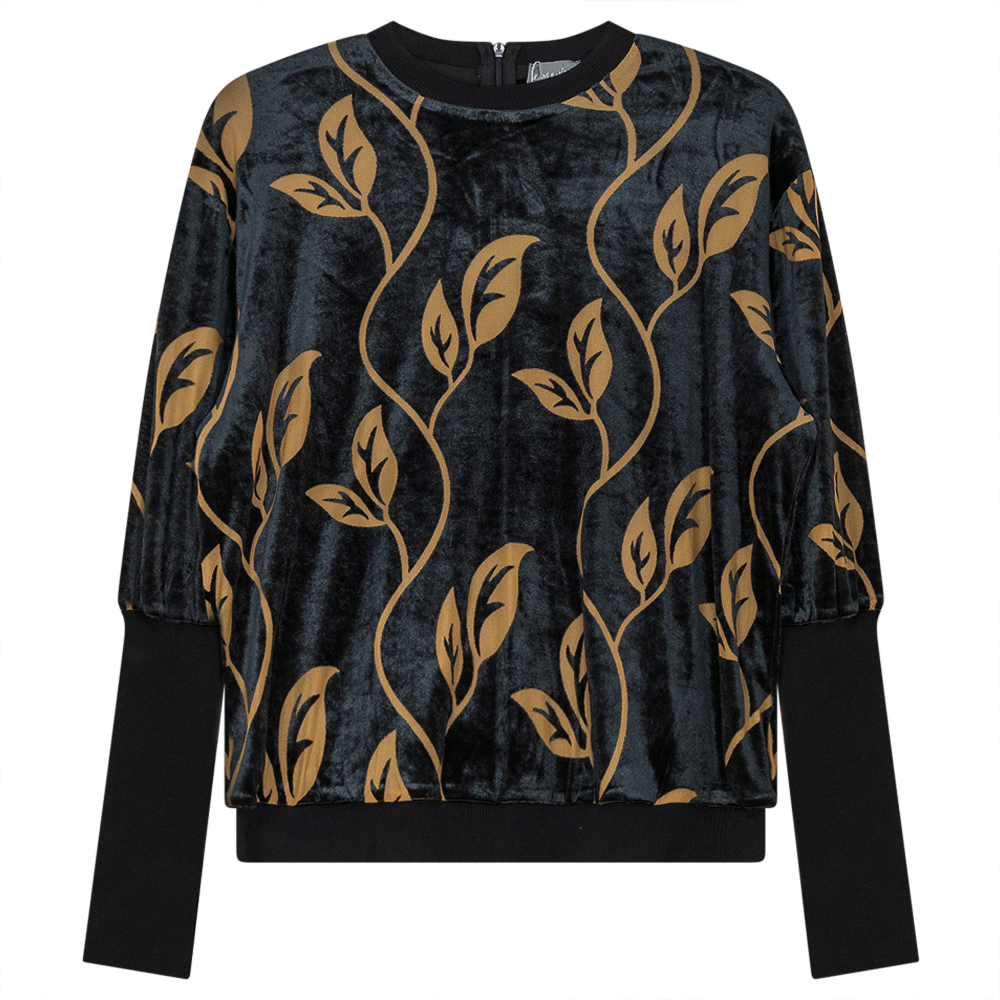 Flocked Velour Rib Bubble Top Black Rust