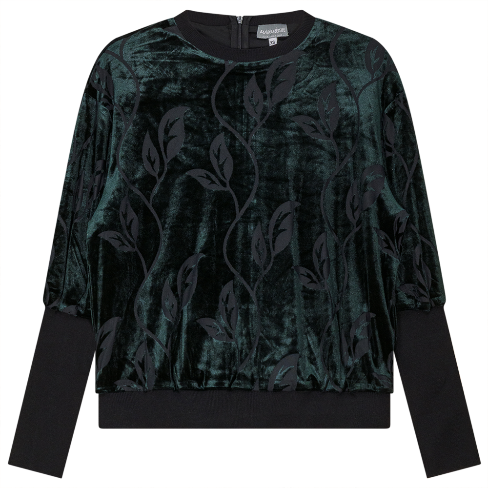 Flocked Velour Rib Bubble Top Hunter