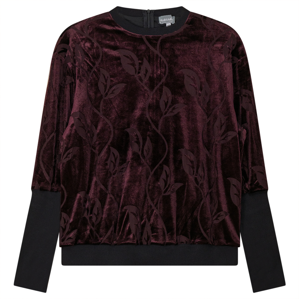 Flocked Velour Rib Bubble Top Wine