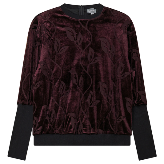 Flocked Velour Rib Bubble Top Wine