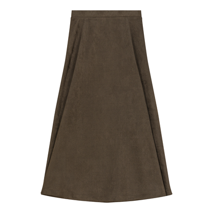 Suede A-Line Midi Skirt Mocha