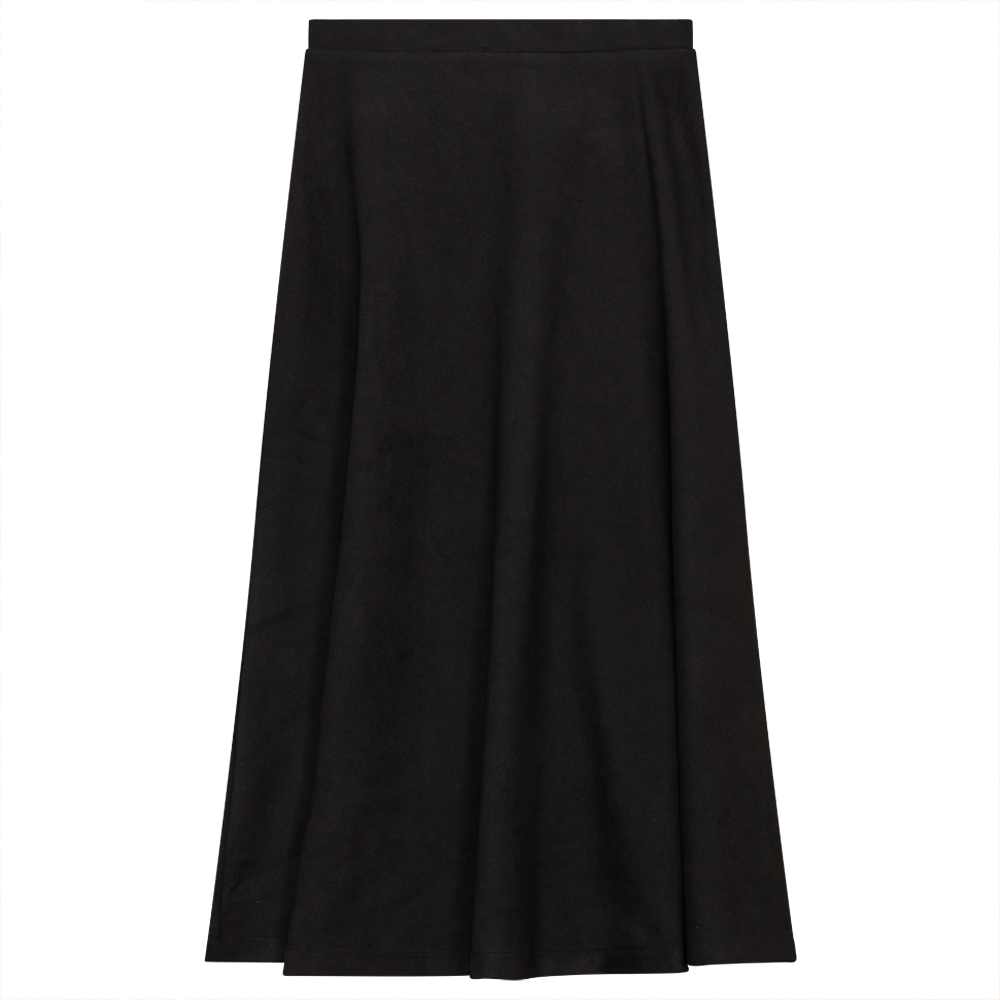 Suede A-Line Midi Skirt Black