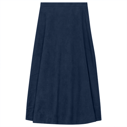 Suede A-Line Midi Skirt Dark Denim