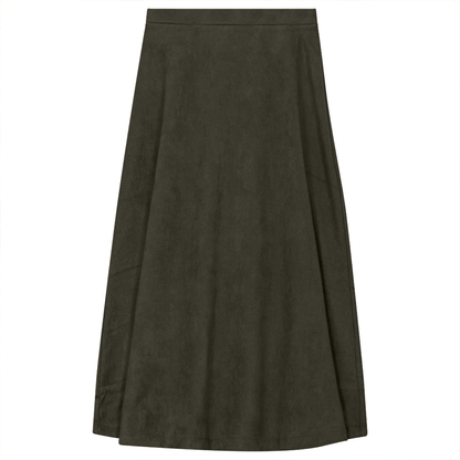 Suede A-Line Midi Skirt Dark Olive