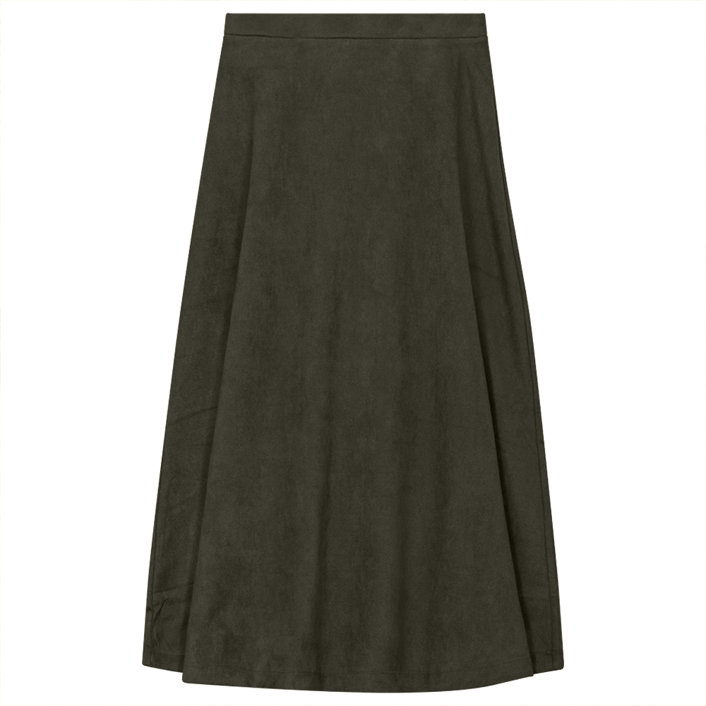 Suede A-Line Midi Skirt Dark Olive