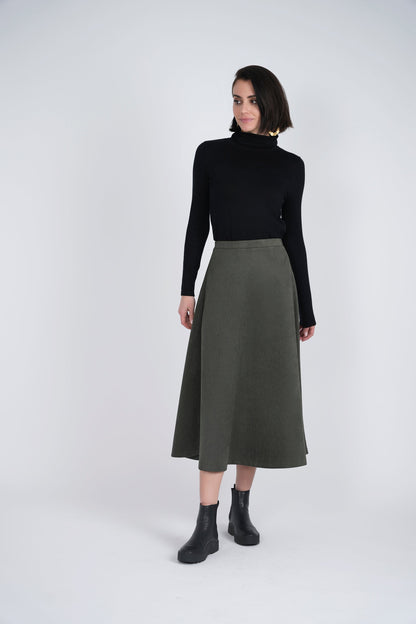 Suede A-Line Midi Skirt