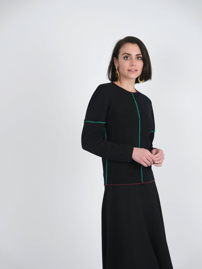 Contrast Piping Sweater