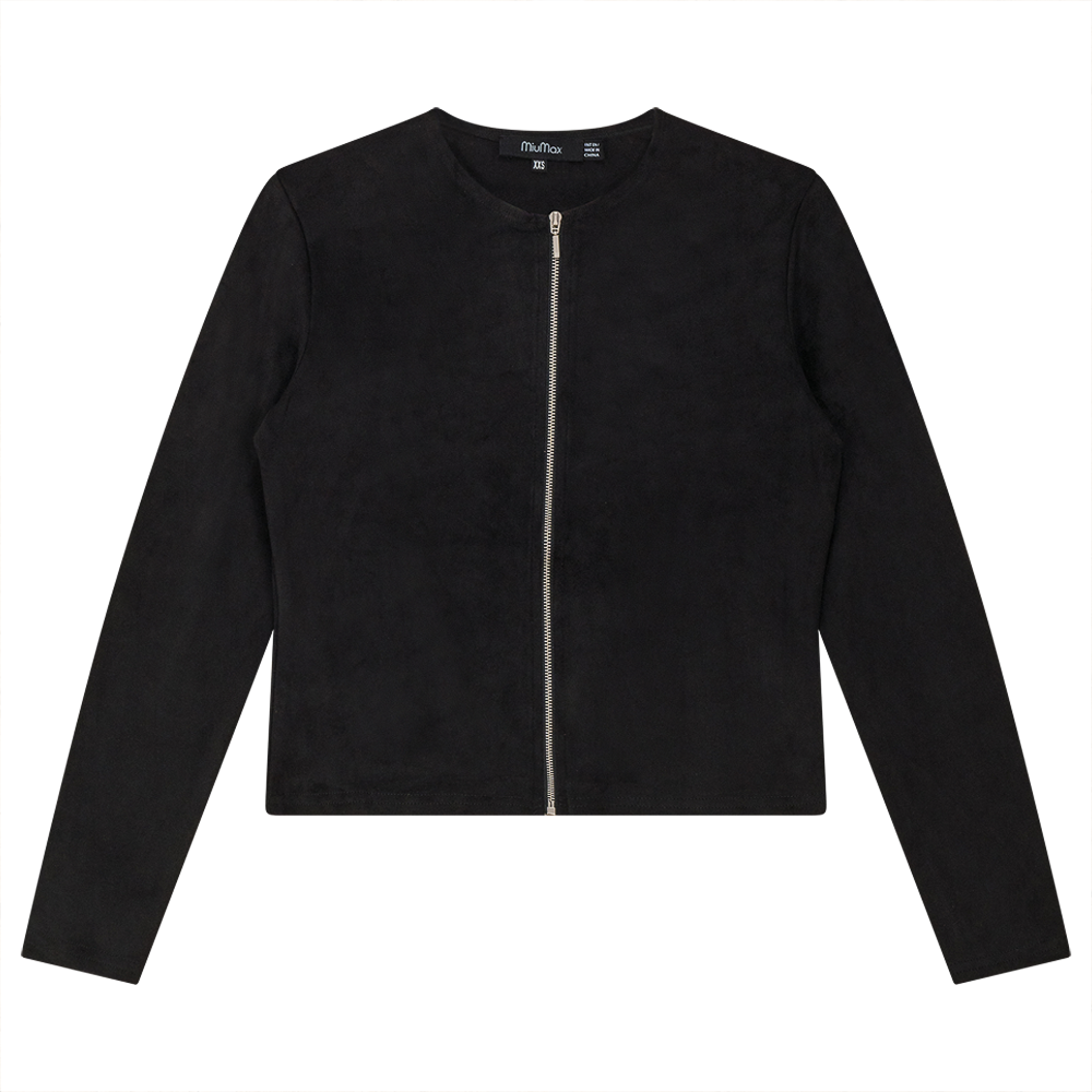 Ladies Suede Zip Jacket Black