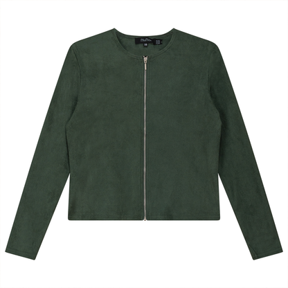 Ladies Suede Zip Jacket Hunter