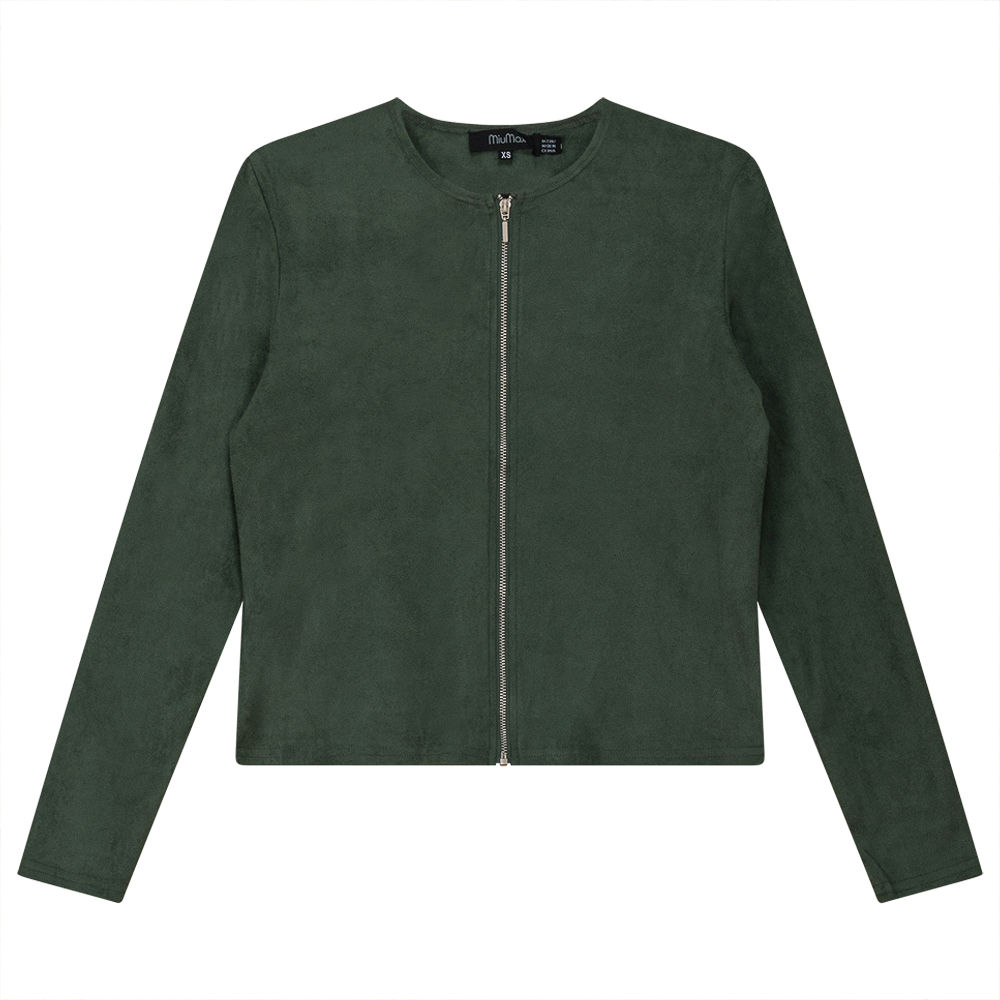 Ladies Suede Zip Jacket Hunter