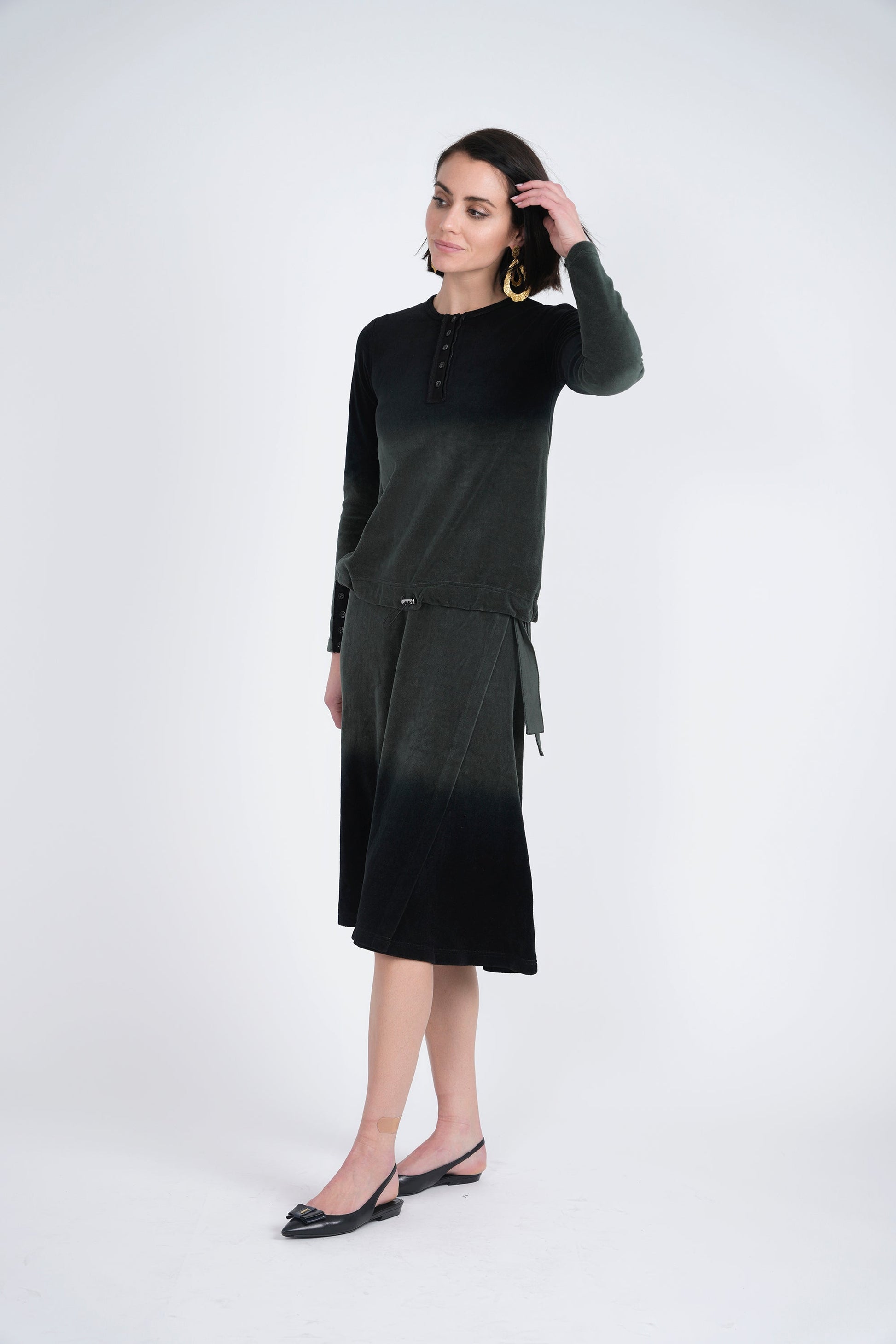 Short Wrap Velour Skirt