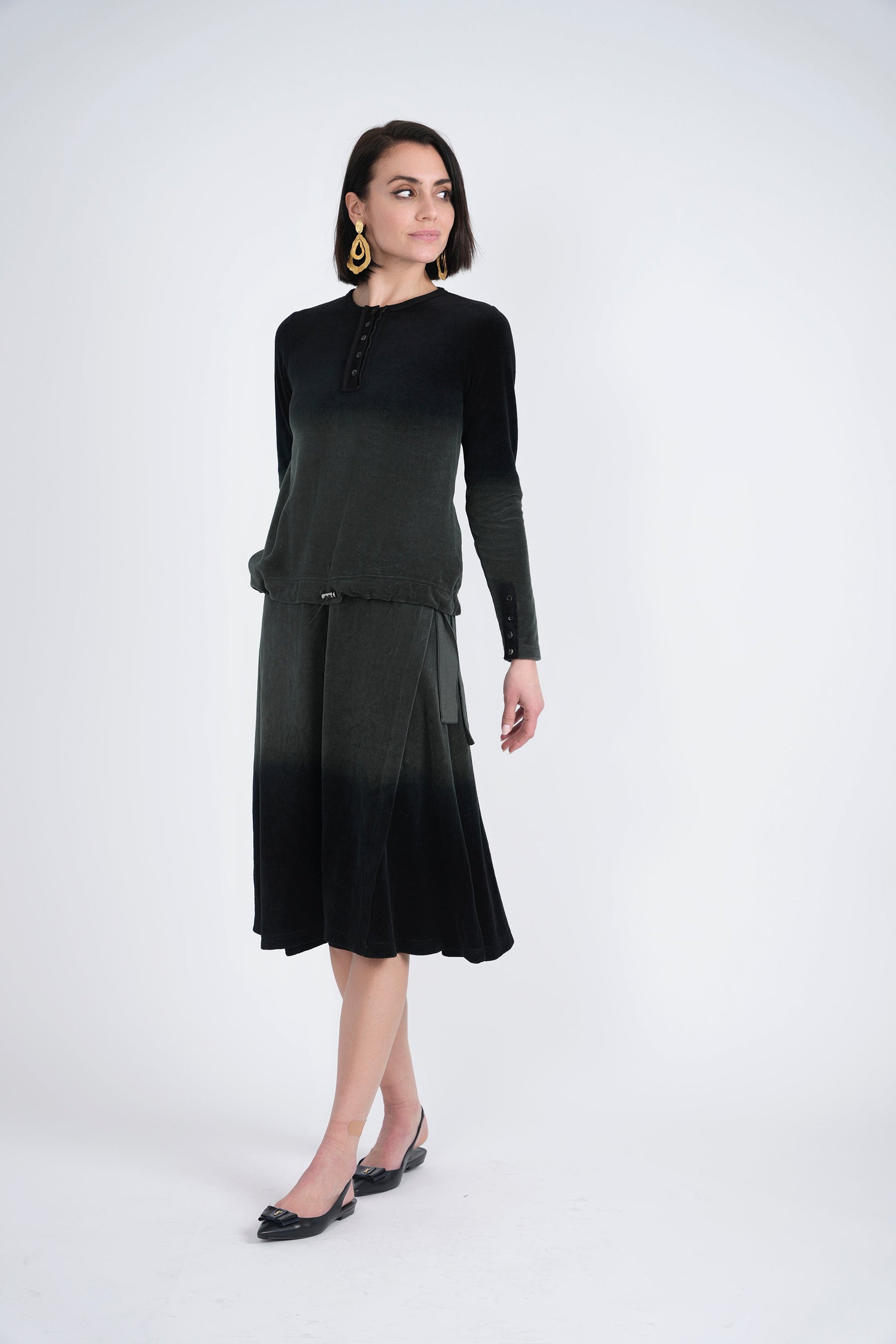 Short Wrap Velour Skirt