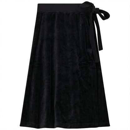 Short Wrap Velour Skirt Black