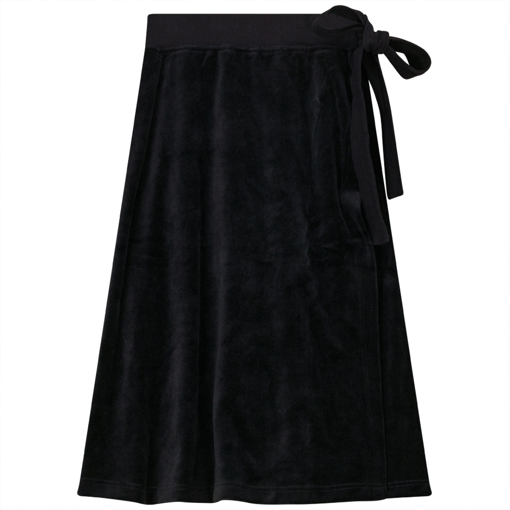 Short Wrap Velour Skirt Black