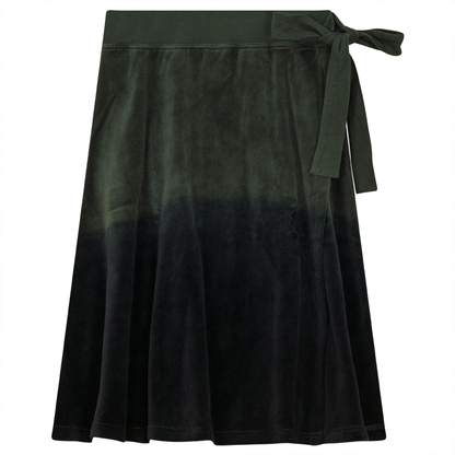 Short Wrap Velour Skirt Dark Olive Black