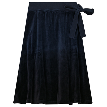 Short Wrap Velour Skirt Midnight Black
