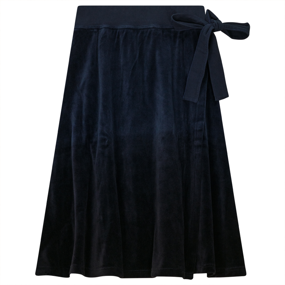 Short Wrap Velour Skirt Midnight Black