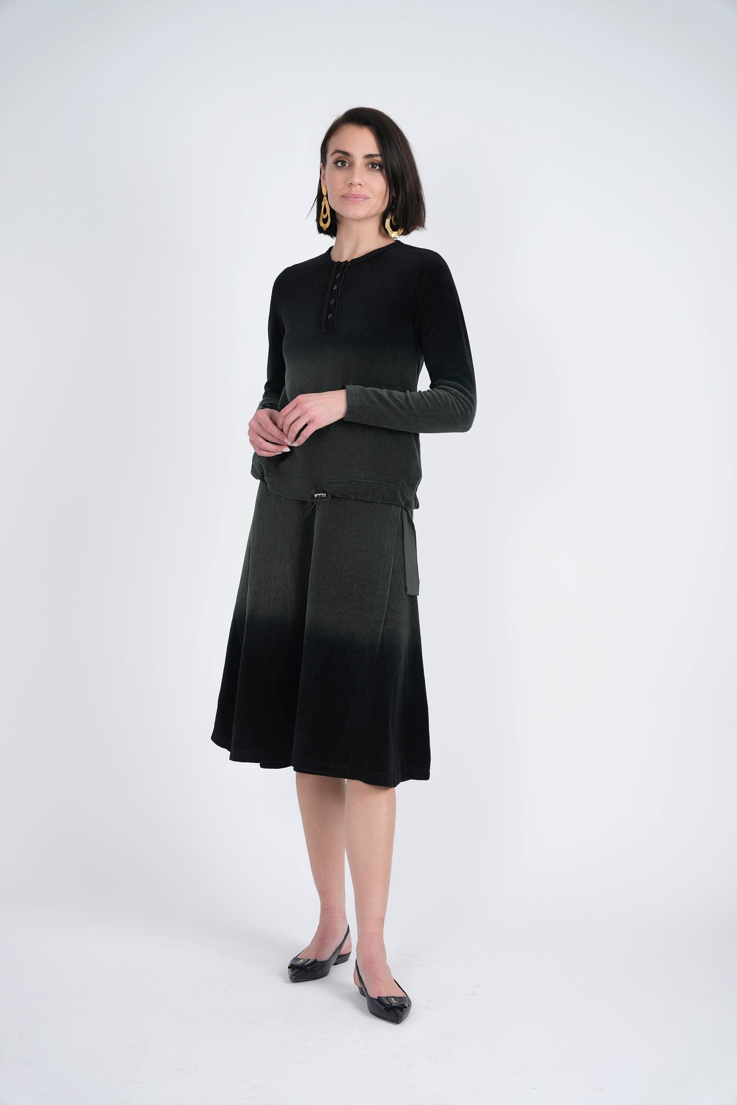 Short Wrap Velour Skirt