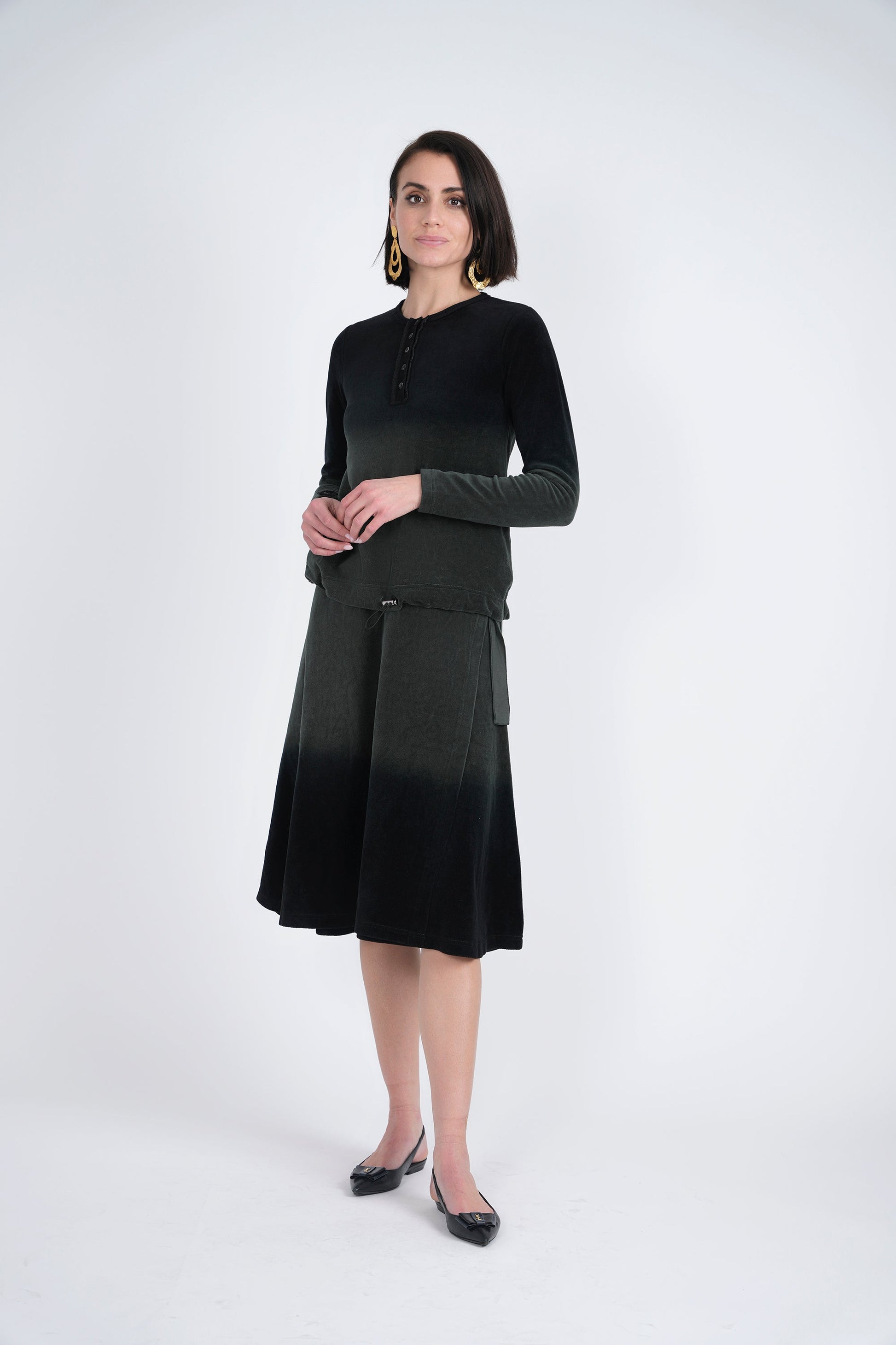 Short Wrap Velour Skirt