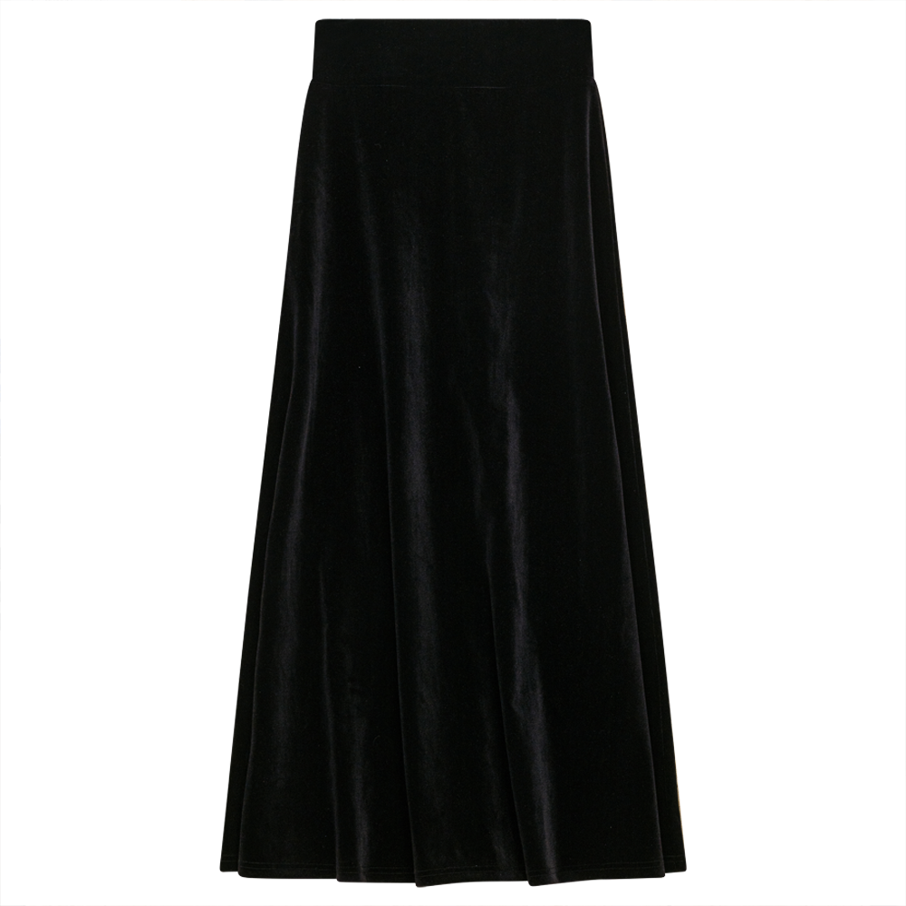 A Line Maxi Slinky Velour Skirt Black