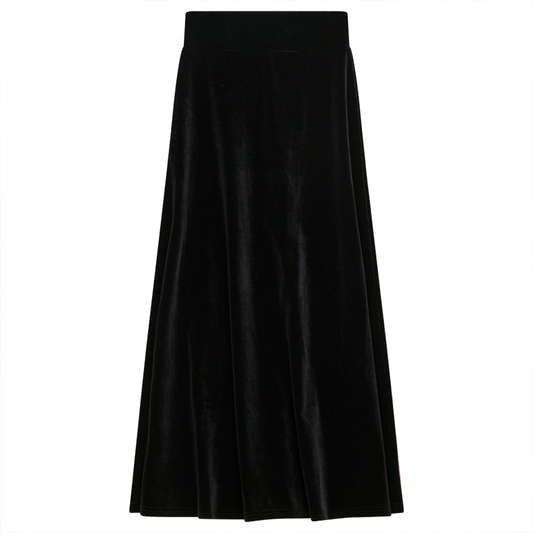 A Line Maxi Slinky Velour Skirt Black
