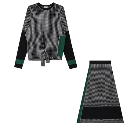 Textured Knit 2 PC Set Black Hunter