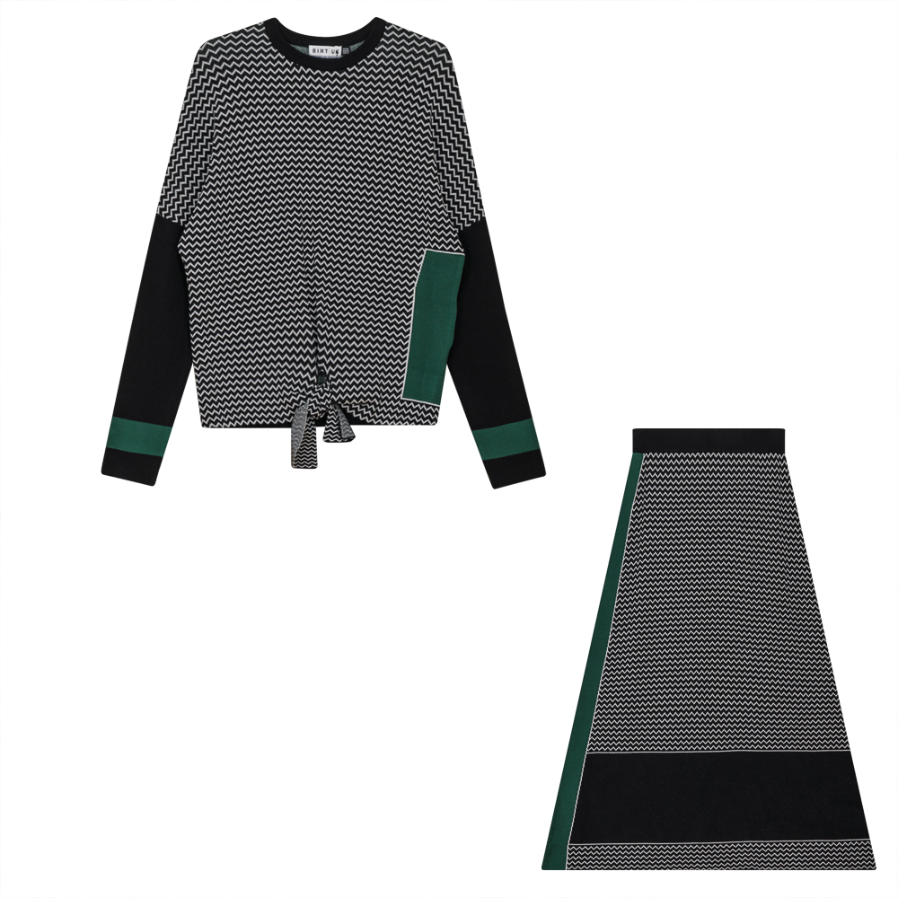 Textured Knit 2 PC Set Black Hunter