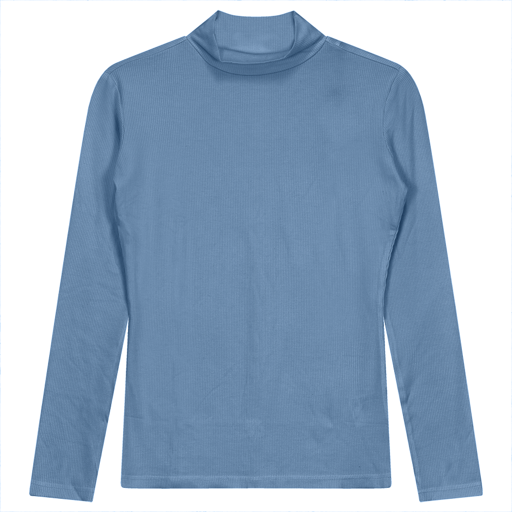 Mock Neck Layering Tee Dusty Blue