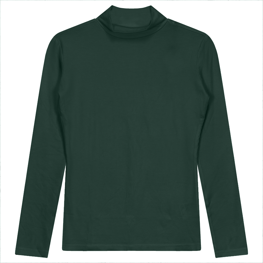 Mock Neck Layering Tee Forest Green