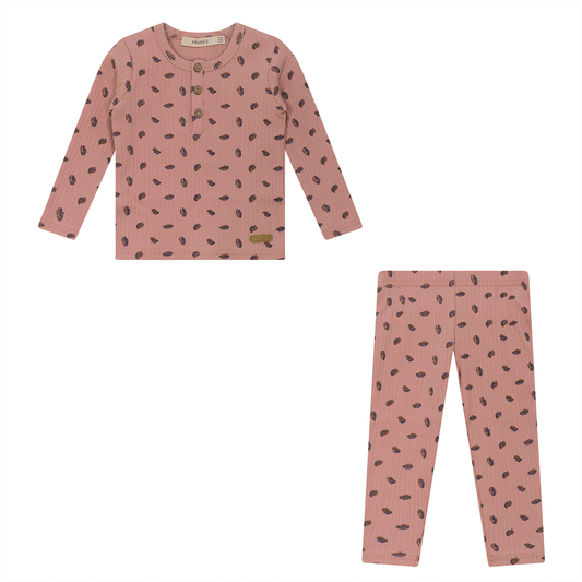 Feather Print 2Pc Set Pink