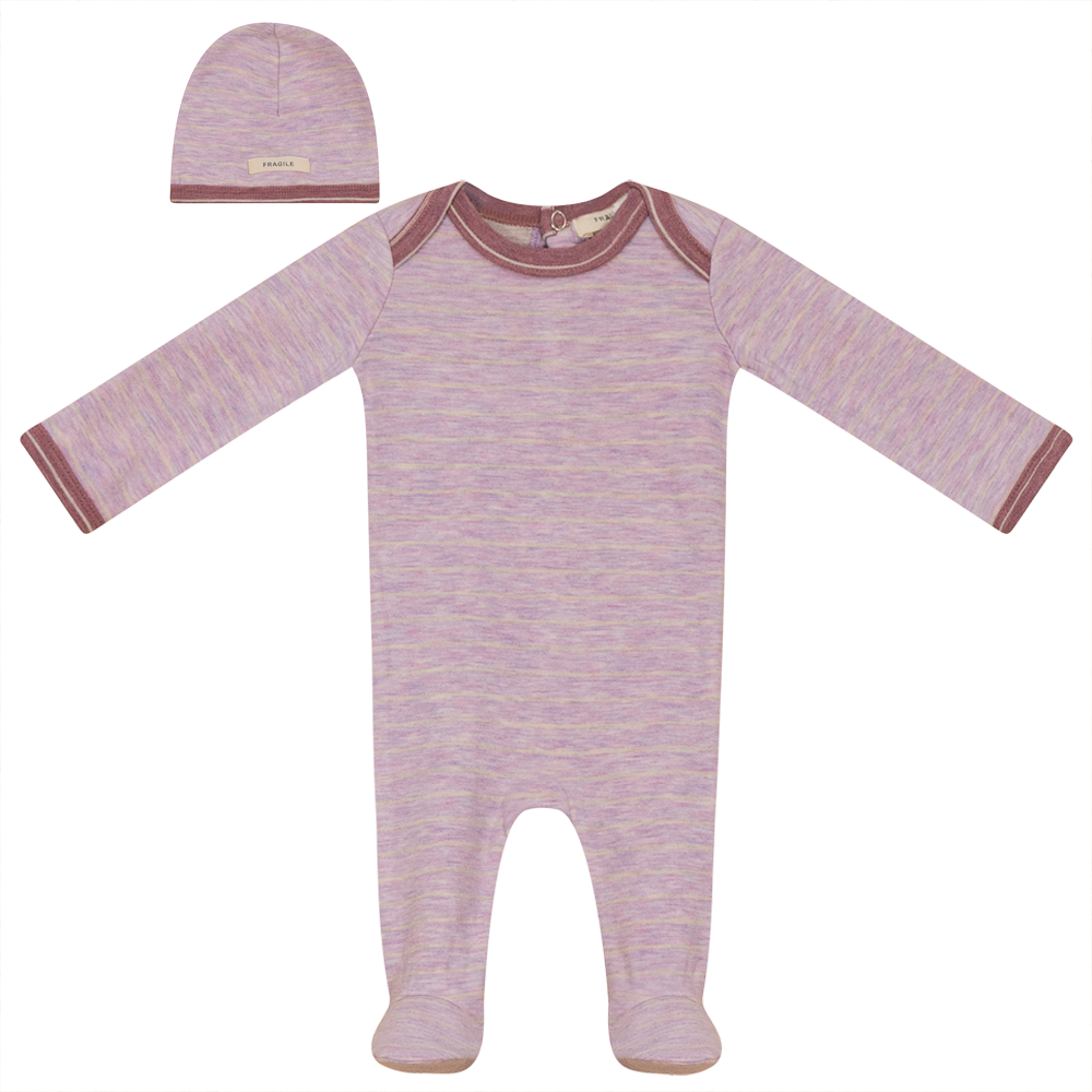 Knit Onesie with Hat Mauve