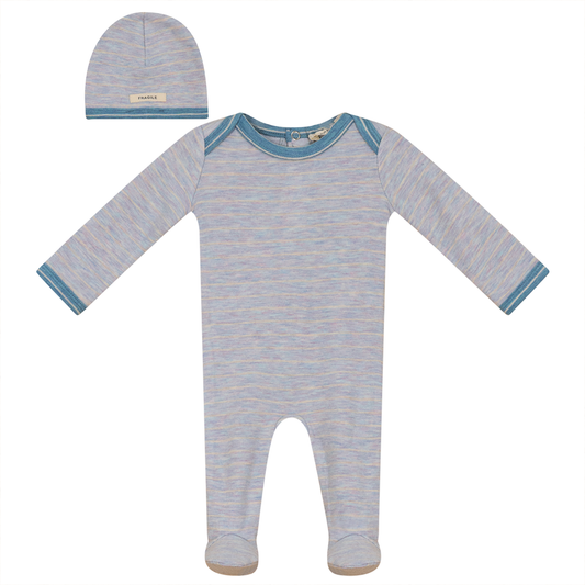 Knit Onesie with Hat Ocean