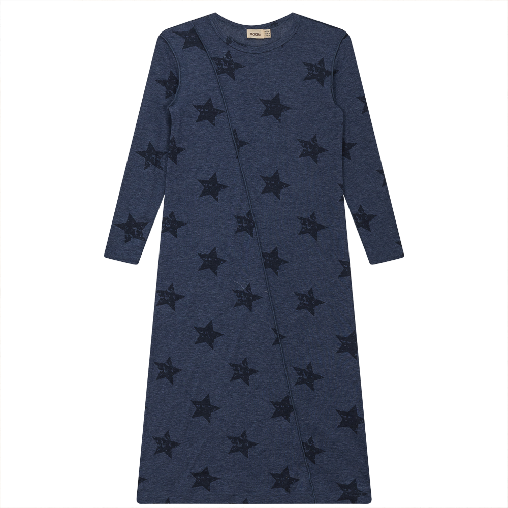 Distressed Stars Print Dress Denim