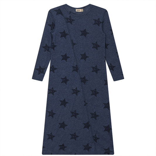 Distressed Stars Print Dress Denim