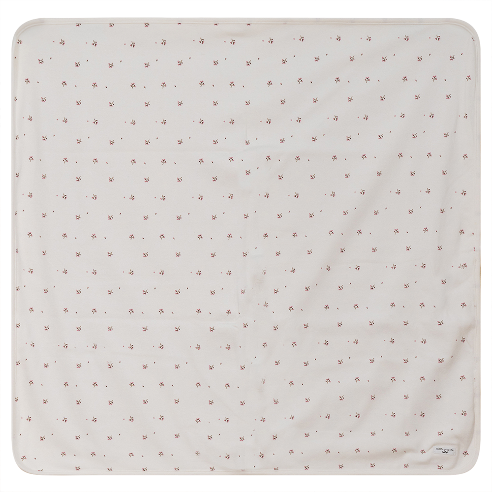 Flower Print Rib Blanket Off White One Size