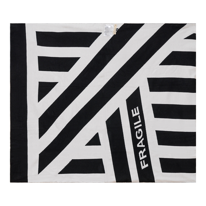 Pattern Knit Blanket Black Off White One Size