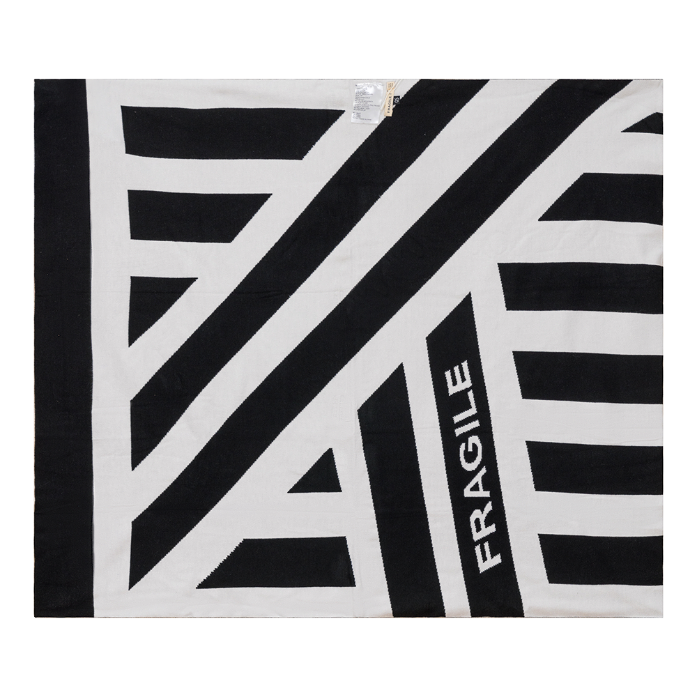Pattern Knit Blanket Black Off White One Size