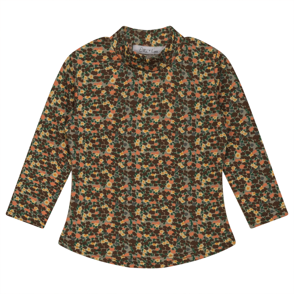 Multi Flower Print Mock Neck Top Greyridge