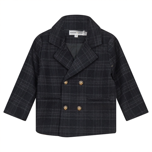 Woven Plaid Jacket Black