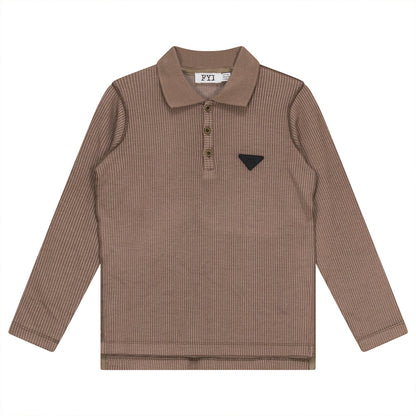 Ribbed Long Sleeve Polo Cocoa