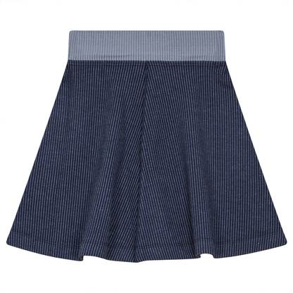 Ribbed Flare Skirt Navy