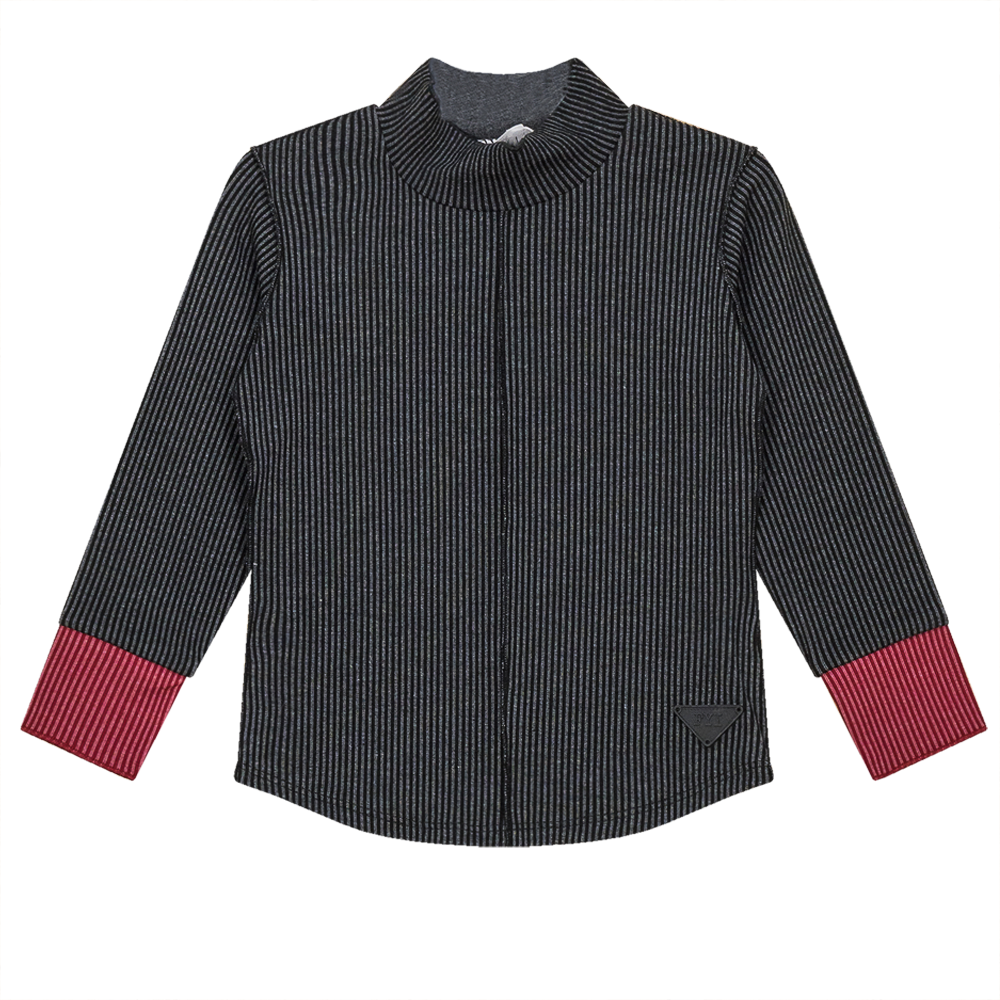 Ribbed Top with Contrast Cuff