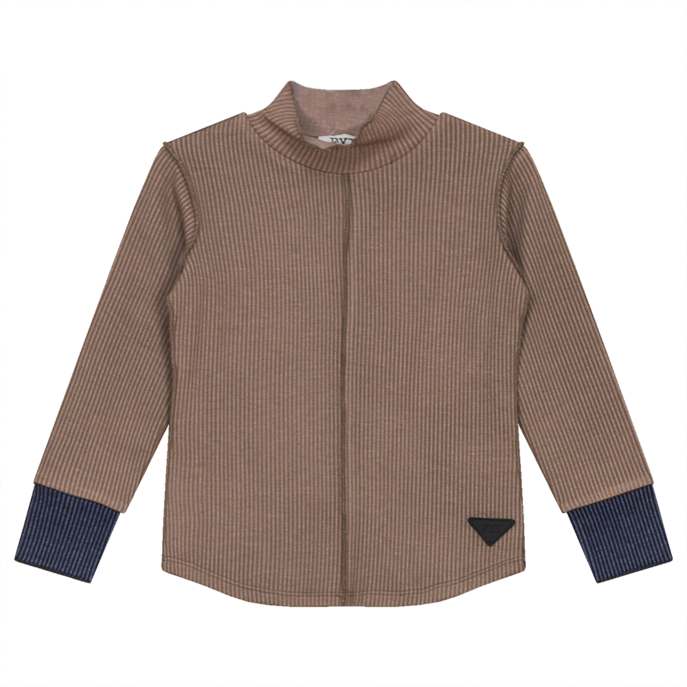 Ribbed Top with Contrast Cuff Cocoa