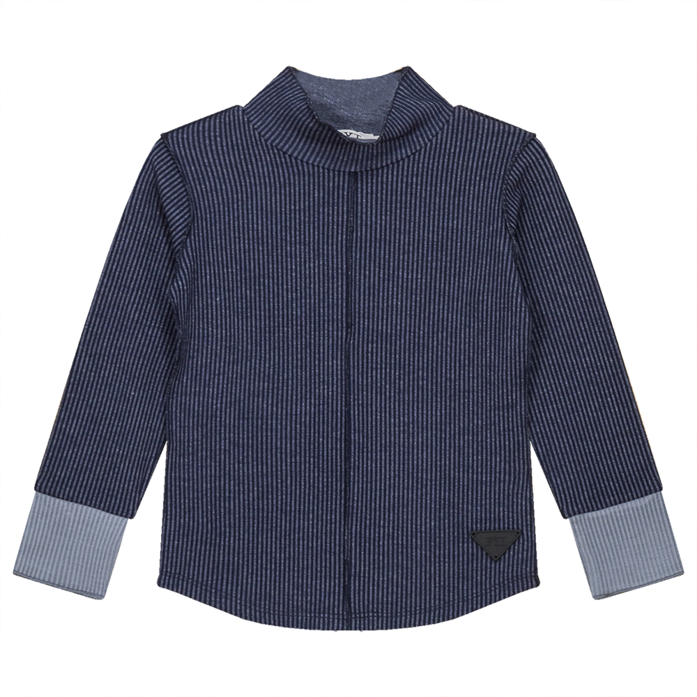Ribbed Top with Contrast Cuff Navy