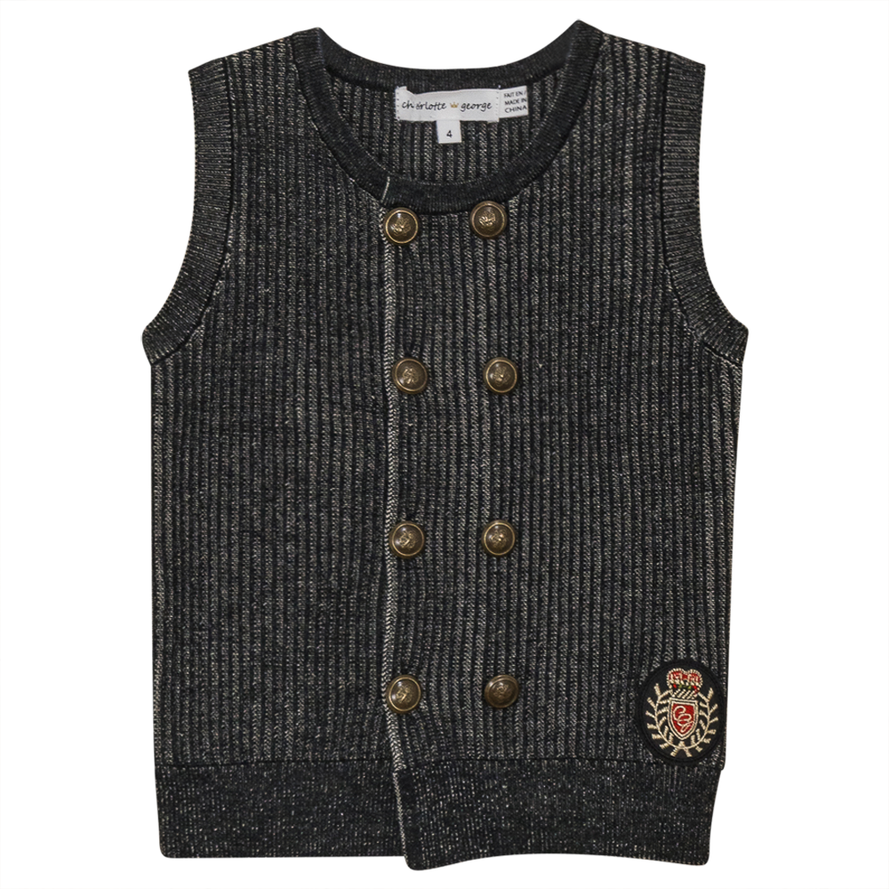 Crest Rib Knit Vest Black
