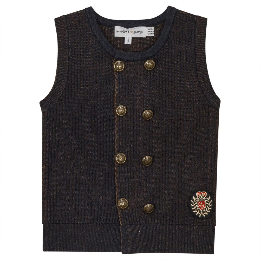 Crest Rib Knit Vest Blue