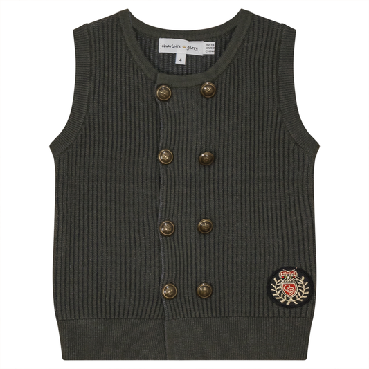 Crest Rib Knit Vest Olive